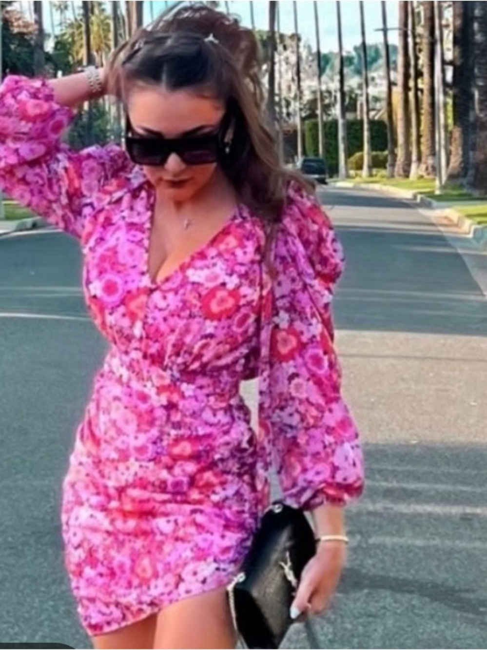 NWT For Love And Lemons Pink Floral Mini Dress - Picture 3 of 5